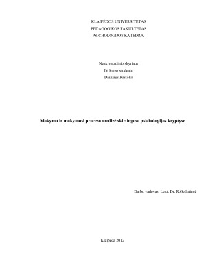 Mokymo ir mokymosi proceso analizė skirtingose psichologijos kryptyse