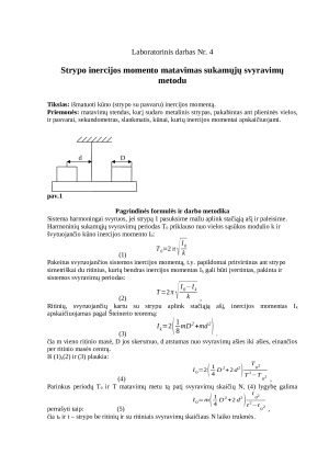 Strypo inercijos momento matavimas sukamųjų svyravimų metodu