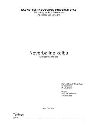Neverbalinė kalba. Situacijos analizė