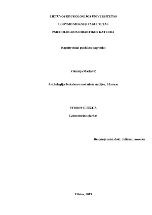 Stroop iliuzija. Paveikslėlis 1