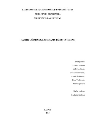 PASIRUOŠIMO EGZAMINAMS BŪDŲ TYRIMAS. Paveikslėlis 1