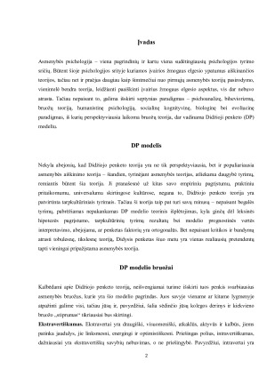 Didžiojo penketo (DP) modelis - asmenybės bruožai ir jų psichologinė reikšmė. Paveikslėlis 2