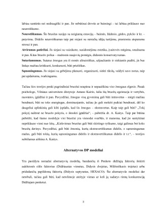 Didžiojo penketo (DP) modelis - asmenybės bruožai ir jų psichologinė reikšmė. Paveikslėlis 3