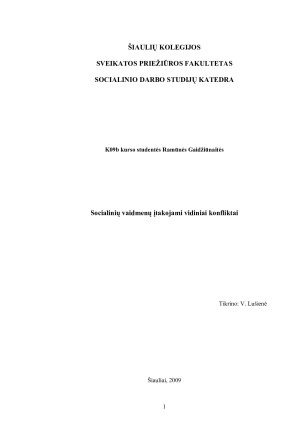 Socialinių vaidmenų įtakojami vidiniai konfliktai