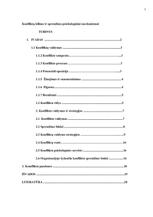 Konfliktų kilimo ir sprendimo psichologiniai mechanizmai
