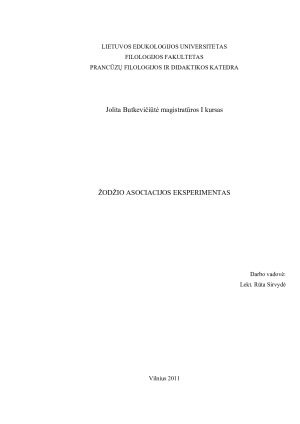 ŽODŽIO ASOCIACIJOS EKSPERIMENTAS. Paveikslėlis 1