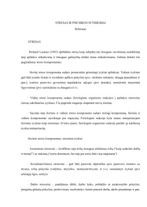 STRESAS IR PSICHIKOS SUTRIKIMAI
