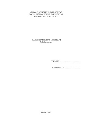 VAIKO BRANDUMAS MOKYKLAI