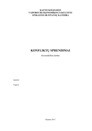 KONFLIKTŲ SPRENDIMAI