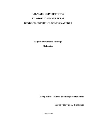 Elgesio adaptacinė funkcija