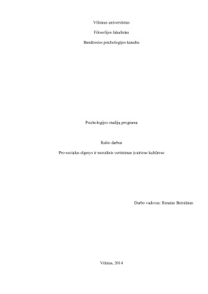 Pro-socialus elgesys ir moralinis vertinimas įvairiose kultūrose