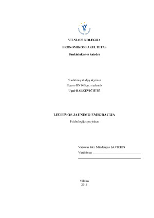 LIETUVOS JAUNIMO EMIGRACIJA