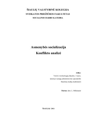 Asmenybės socializacija. Paveikslėlis 1