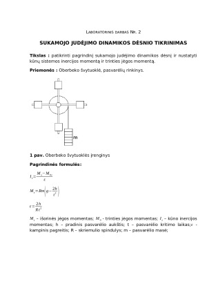 Sukamojo judėjimo dinamikos dėsnio tikrinimas. Paveikslėlis 1