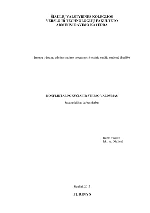 KONFLIKTAI, POKYČIAI IR STRESO VALDYMAS