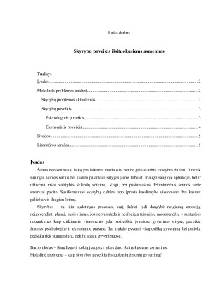 Skyrybų poveikis išsituokusiems asmenims