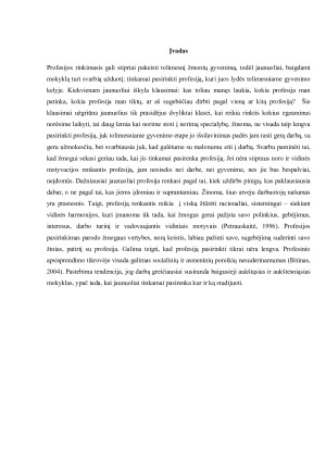 Profesijos pasirinkimas ir jo įtaka jaunuolio gyvenimui