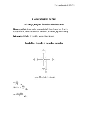 Sukamojo judėjimo dinamikos dėsnio tyrimas. Paveikslėlis 1