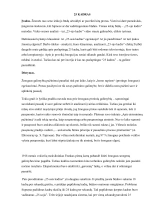  KADRAS. „25-ojo kadro“ fenomenas ir jo poveikis žmogaus pasąmonei