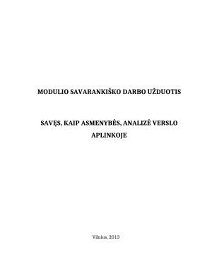SAVĘS, KAIP ASMENYBĖS, ANALIZĖ VERSLO APLINKOJE