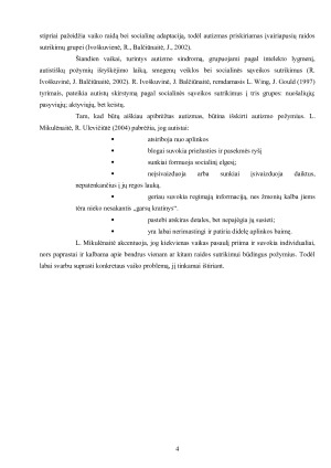 Reabilitacijos ir normalizacijos problema, esant autizmo sutrikimui. Paveikslėlis 4