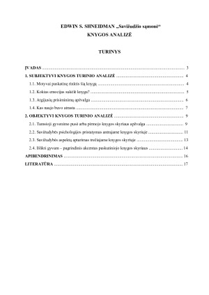 EDWIN S SHNEIDMAN „Savižudžio sąmonė“ knygos analizė