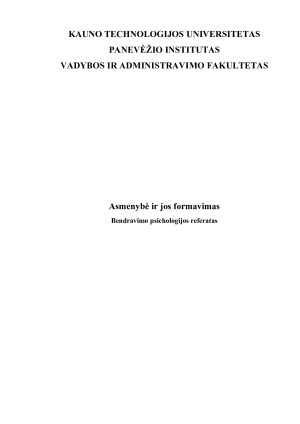 Asmenybė ir jos formavimas