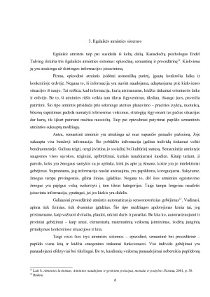 Atminties reikšmė mokymo procese ir jos produktyvumo didinimo metodai. Paveikslėlis 6