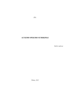 AUTIZMO SPEKTRO SUTRIKIMAI