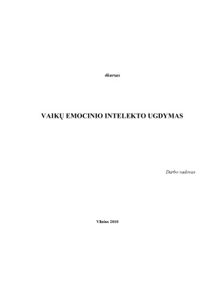 VAIKŲ EMOCINIO INTELEKTO UGDYMAS