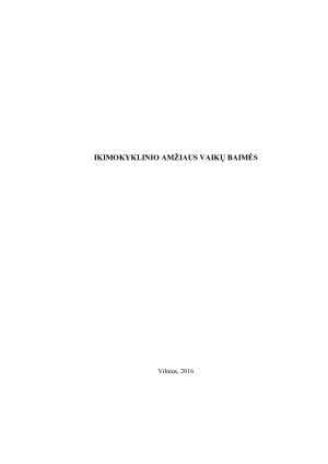 IKIMOKYKLINIO AMŽIAUS VAIKŲ BAIMĖS