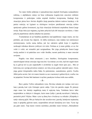 Emocijų raiška ir analizė remiantis James-Lange emocijų teorija. Paveikslėlis 5