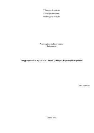 Tarpgrupiniai santykiai M. Sherif (1956) vaikų stovyklos tyrimai