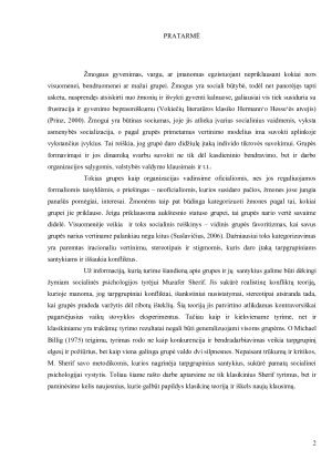 Tarpgrupiniai santykiai M. Sherif (1956) vaikų stovyklos tyrimai. Paveikslėlis 2