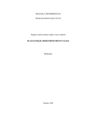 SUAUGUSIŲJŲ MOKYMOSI MOTYVACIJA