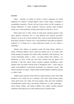 TĖVŲ – VAIKŲ SANTYKIAI