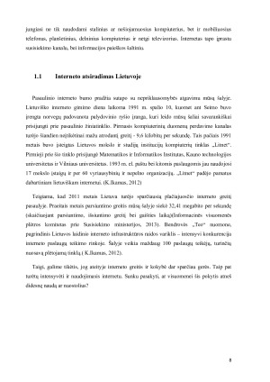 Jaunimo naudojimosi internetu tendencijos ir priklausomybė. Paveikslėlis 8