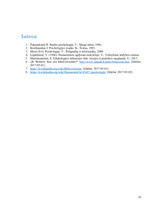 Biheivioristinė ir humanistinė teorijos bei jų taikymas edukacijoje. Paveikslėlis 10