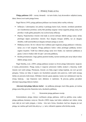 PINIGŲ PAKLAUSOS IR JOS VEIKSNIŲ ENONOMINĖ ANALIZĖ LIETUVOJE. Paveikslėlis 7