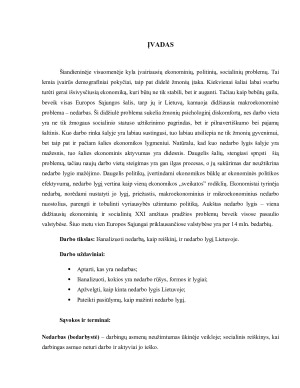 Nedarbas ir nedarbo lygio analizė Lietuvoje