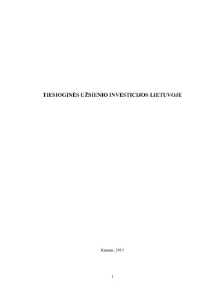TIESIOGINĖS UŽSIENIO INVESTICIJOS LIETUVOJE