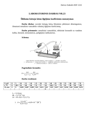 Šildomo kietojo kūno ilgėjimo koeficiento nustatymas