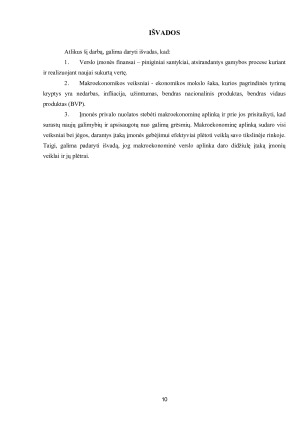 PAGRINDINIŲ MAKROEKONOMINIŲ REIŠKINIŲ ĮTAKA VERSLO ĮMONĖS FINANSAMS. Paveikslėlis 10