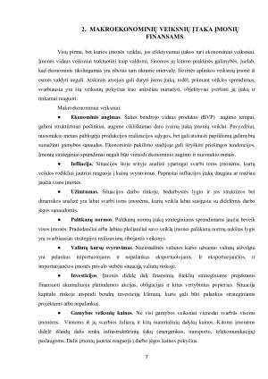 PAGRINDINIŲ MAKROEKONOMINIŲ REIŠKINIŲ ĮTAKA VERSLO ĮMONĖS FINANSAMS. Paveikslėlis 7