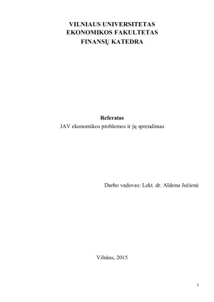 JAV ekonomikos problemos ir jų sprendimas