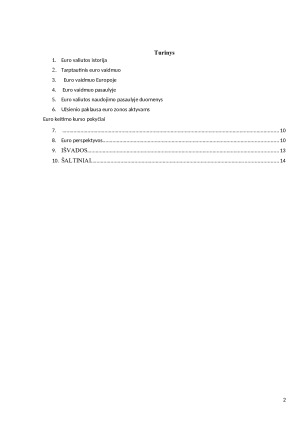 Euro tarptautinis vaidmuo ir jo perspektyvinis vertinimas. Paveikslėlis 2