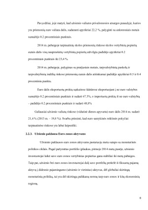 Euro tarptautinis vaidmuo ir jo perspektyvinis vertinimas. Paveikslėlis 8