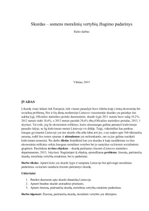 Skurdas – asmens moralinių vertybių žlugimo padarinys. Paveikslėlis 1