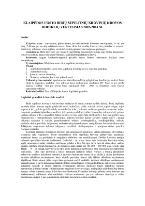 KLAIPĖDOS UOSTO BIRIŲ SUPILTINIŲ KROVINIŲ KROVOS RODIKLIŲ VERTINIMAS 2005-2014 M.