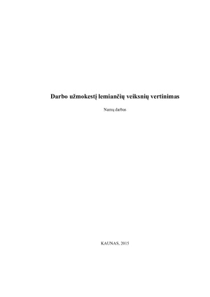 Darbo užmokestį lemiančių veiksnių vertinimas